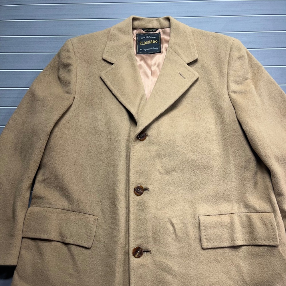 Vintage 100% Cashmere ELDORADO‎ Overcoat Camel Tan Luxury Elegance Mens - Picture 5 of 14